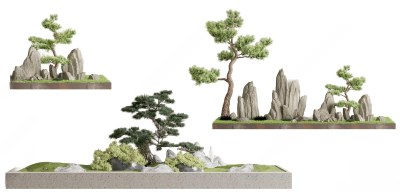 新中式景观造景3D模型下载